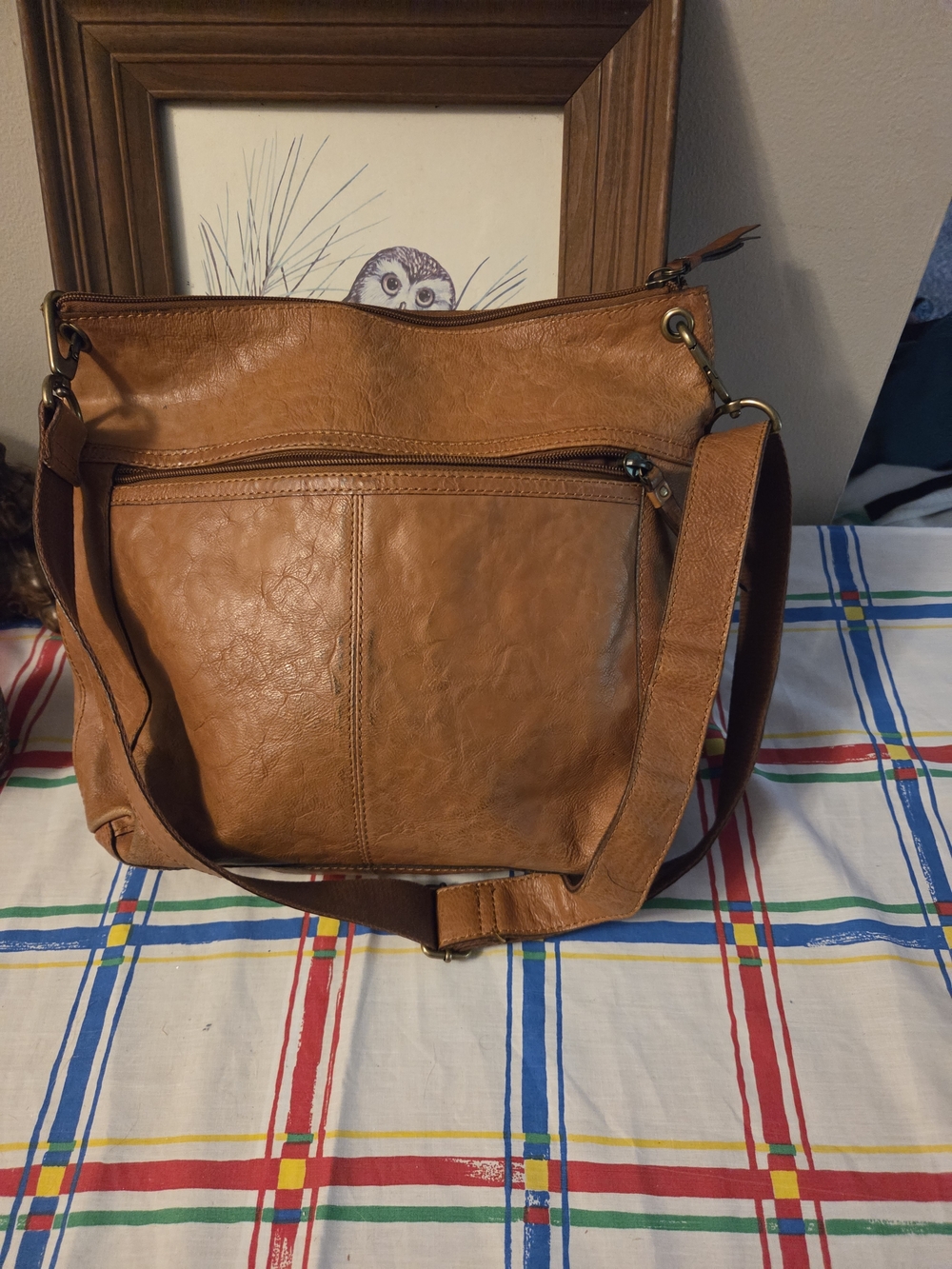 Fossil Tan and Brown Patchwork Leather Crossbody Bag - Picture 9 of 15